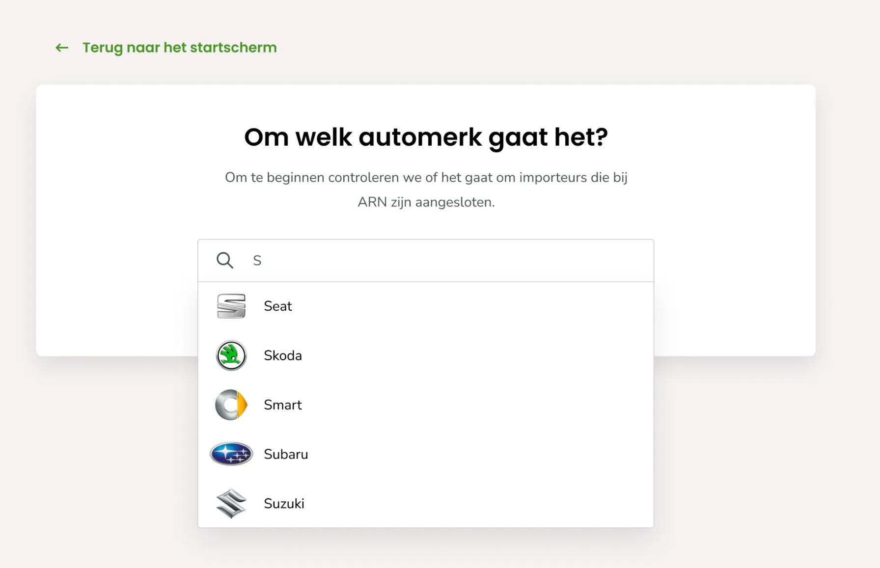 selecteer je automerk